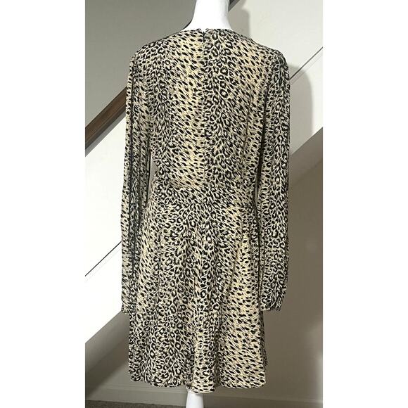 & Other Stories Long Sleeve Leopard Cheetah Animal Print Mini Dress Size 10 - Picture 2 of 9
